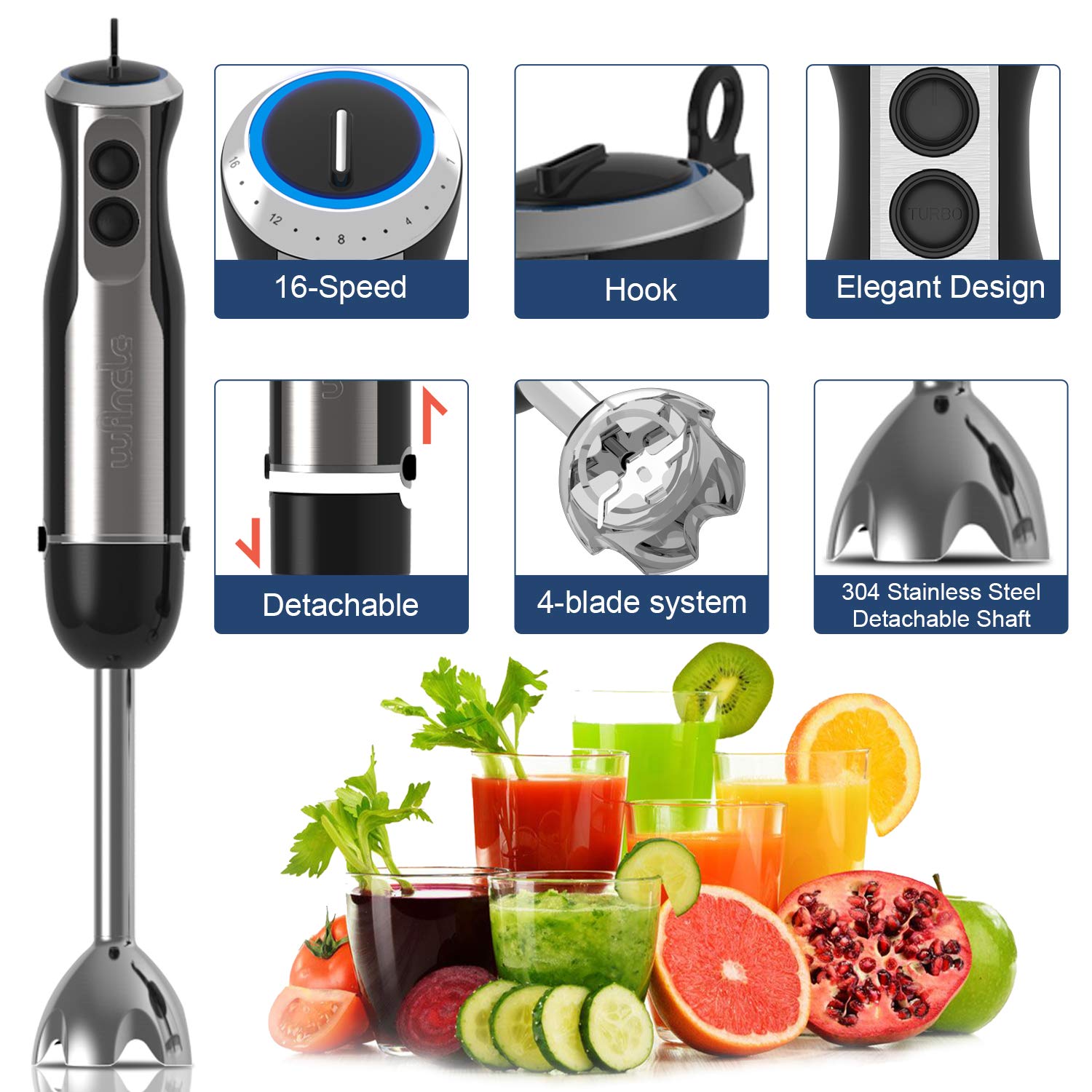 Wancle Blender tangan celup 10 - Immersion Blender Stick ulasan dan harga
